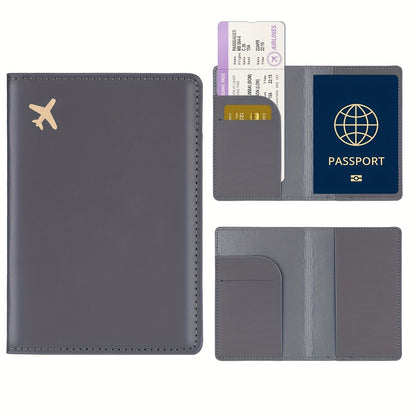 Minimalist Faux Leather Passport Cover with Custom Name - RFID Blocking, Water-Resistant Travel Wallet Card Holder for Men and Women, Lightweight Unlined Passport Pouch for Vacation