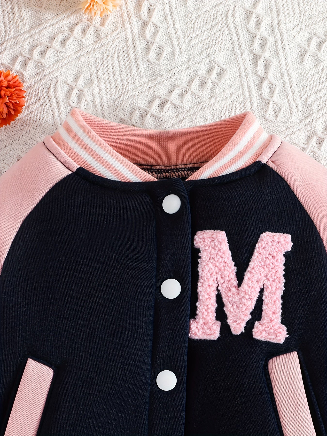 Conjuntos casuales bonitos, conjunto de abrigo y pantalón de béisbol con estampado de letras para niñas pequeñas, ropa de exterior para primavera y otoño.