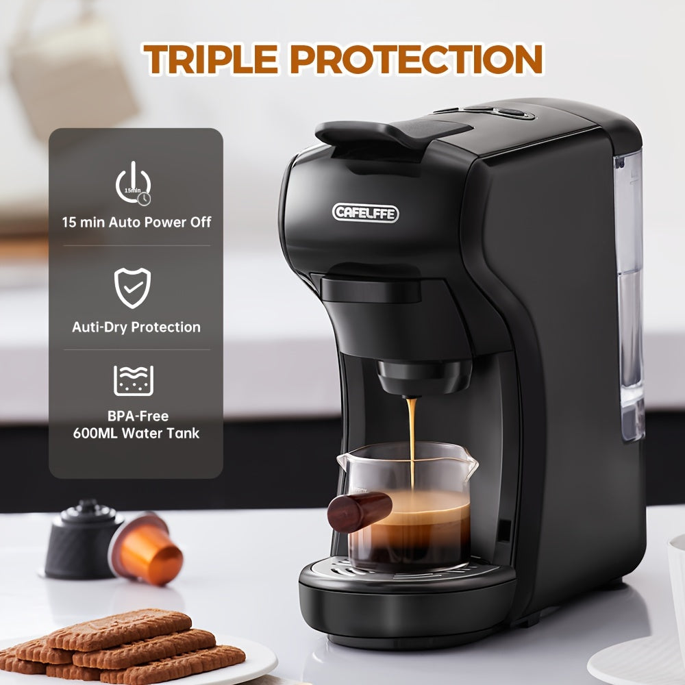 Cafetera de cápsulas 3 en 1 CAFELFFE, control de temperatura (caliente/frío), calentamiento, compatible con Dolce Gusto y café molido, cafetera automática para la cocina del hogar, gran regalo para Halloween, Navidad o Año Nuevo