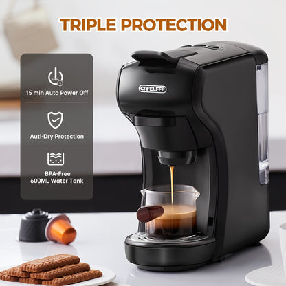 Cafetera de cápsulas 3 en 1 CAFELFFE, control de temperatura (caliente/frío), calentamiento, compatible con Dolce Gusto y café molido, cafetera automática para la cocina del hogar, gran regalo para Halloween, Navidad o Año Nuevo