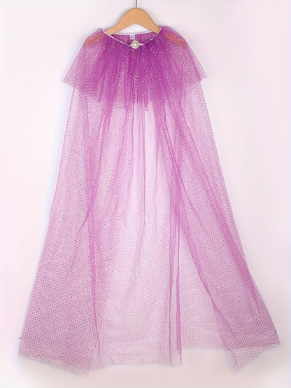 Girls Sequin Shiny Cape, Dreamy Princess Cloak For Dress Up Party Prom Performance Party Gift