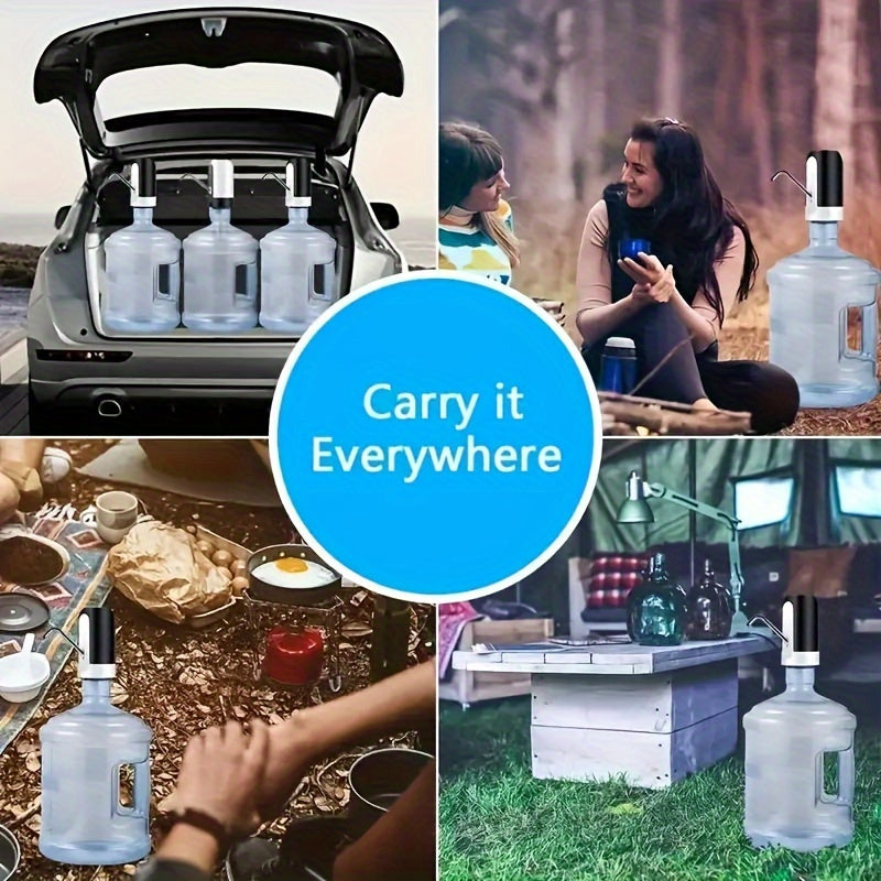 1pc, Water Bottle Pump, Electric Water Bottle Pump, USB Rechargeable Automatic Drinking Water Pump For Universal 3-5 Gallon Bottles, Portable Camping Water Dispenser