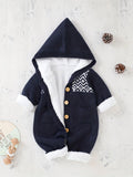 Mono de punto para recién nacidos, niños y niñas, con pantalones y capucha de manga larga