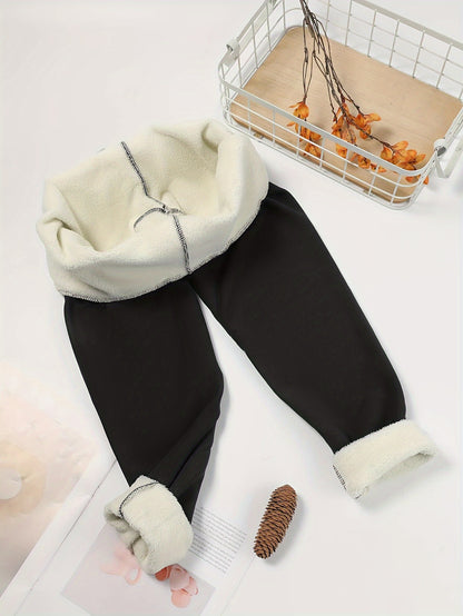 Women's Plush-Lined High Waist Leggings, Elastic And Comfortable, Casual Style Warm Pants For Winter, For Thermal Wear