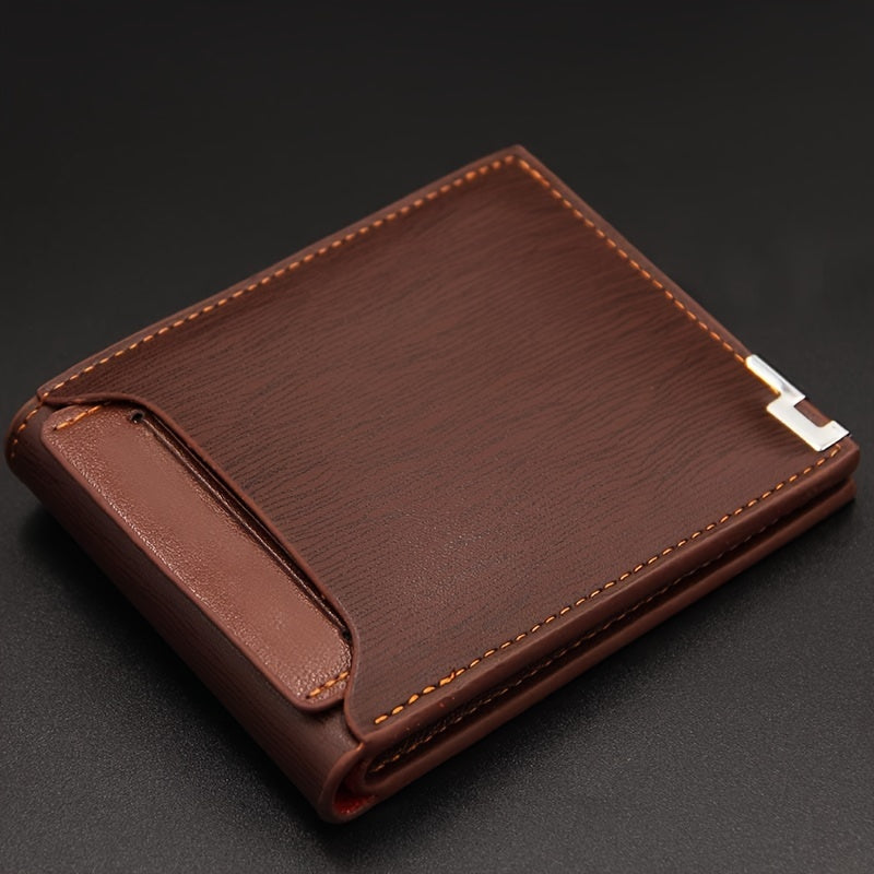 Personalized Men's Faux Leather Wallet - Engraved Initials & Name, UV Laser Customization, Perfect for Dad or Son on Birthday, Anniversary, Father's Day, Christmas | GAJING Dark Brown