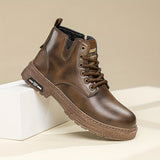 Botas vintage con cordones y cremallera lateral para hombre, resistentes al desgaste y antideslizantes para todas las estaciones.