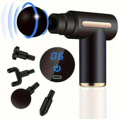 Handheld Electric Muscle Massage Gun, Deep Tissue Percussion Fascia Massager, Ultra-Quiet Brushless Motor, USB Rechargeable 1200mAh Lithium Battery, High-Efficiency Recovery Tool, with Plastic Material for Full Body, for Spor