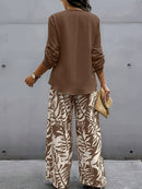 Spring-Summer Fashion Design Elegant Pullover Long Sleeve Top + Pants Set