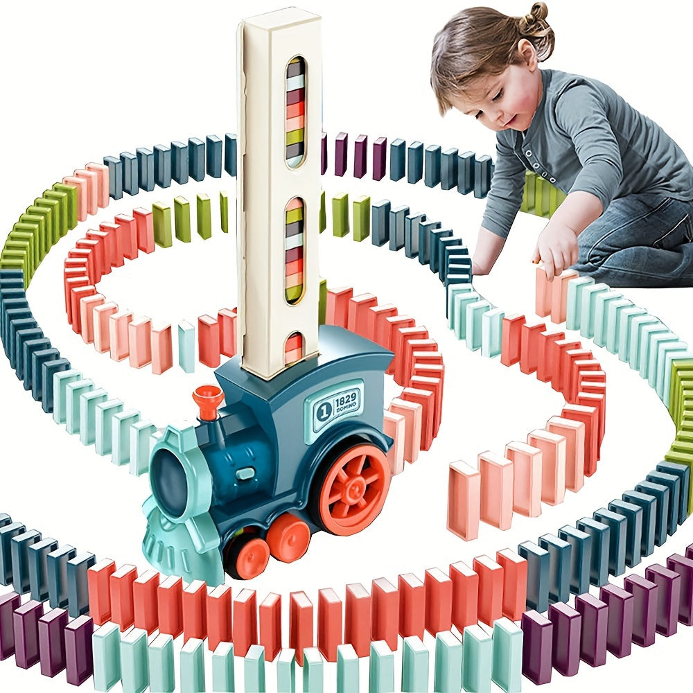 Fun and Educational Domino Rally Electric Train Set for Kids - Creative Building Blocks for Hours of Fun! HalloweenChristmas Gifts