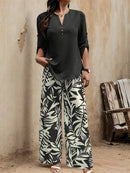 Spring-Summer Fashion Design Elegant Pullover Long Sleeve Top + Pants Set