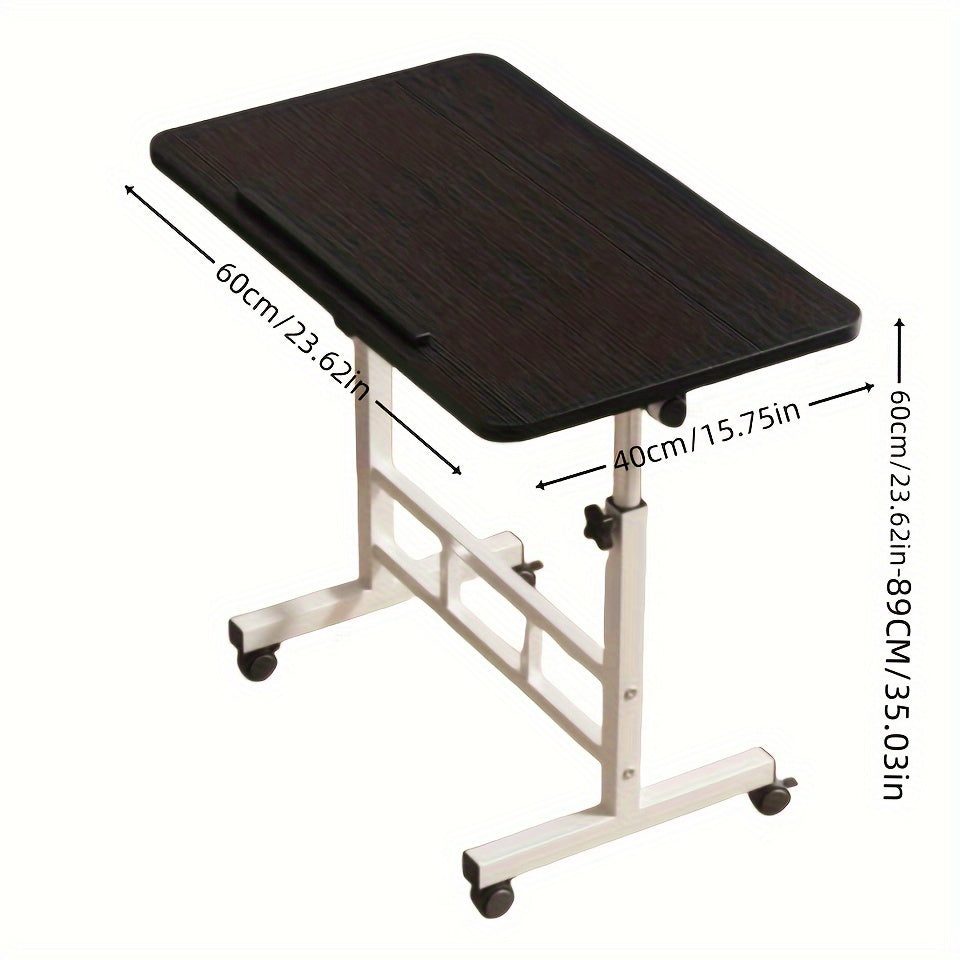 Extra Large Adjustable Folding Desk with Wheels - Versatile, Durable Wood Construction for Bedroom, Living Room, Office & Outdoor Use