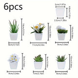 1SET-6pcs Simulation Plant Pot Set, Suitable for Home, Table Center Decoration, Office Desktop Decoration, Real Touch, Artificial Mini Succulent Pot