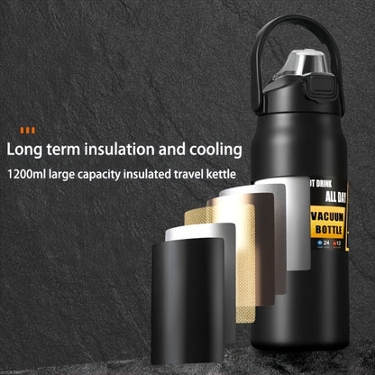 1pc, Large Vacuum Flask, 304 Stainless Steel Insulated Sports Water Bottles, Travel Thermal Cups, For Hot And Cold Beverages, Summer Winter Drinkware, Gifts