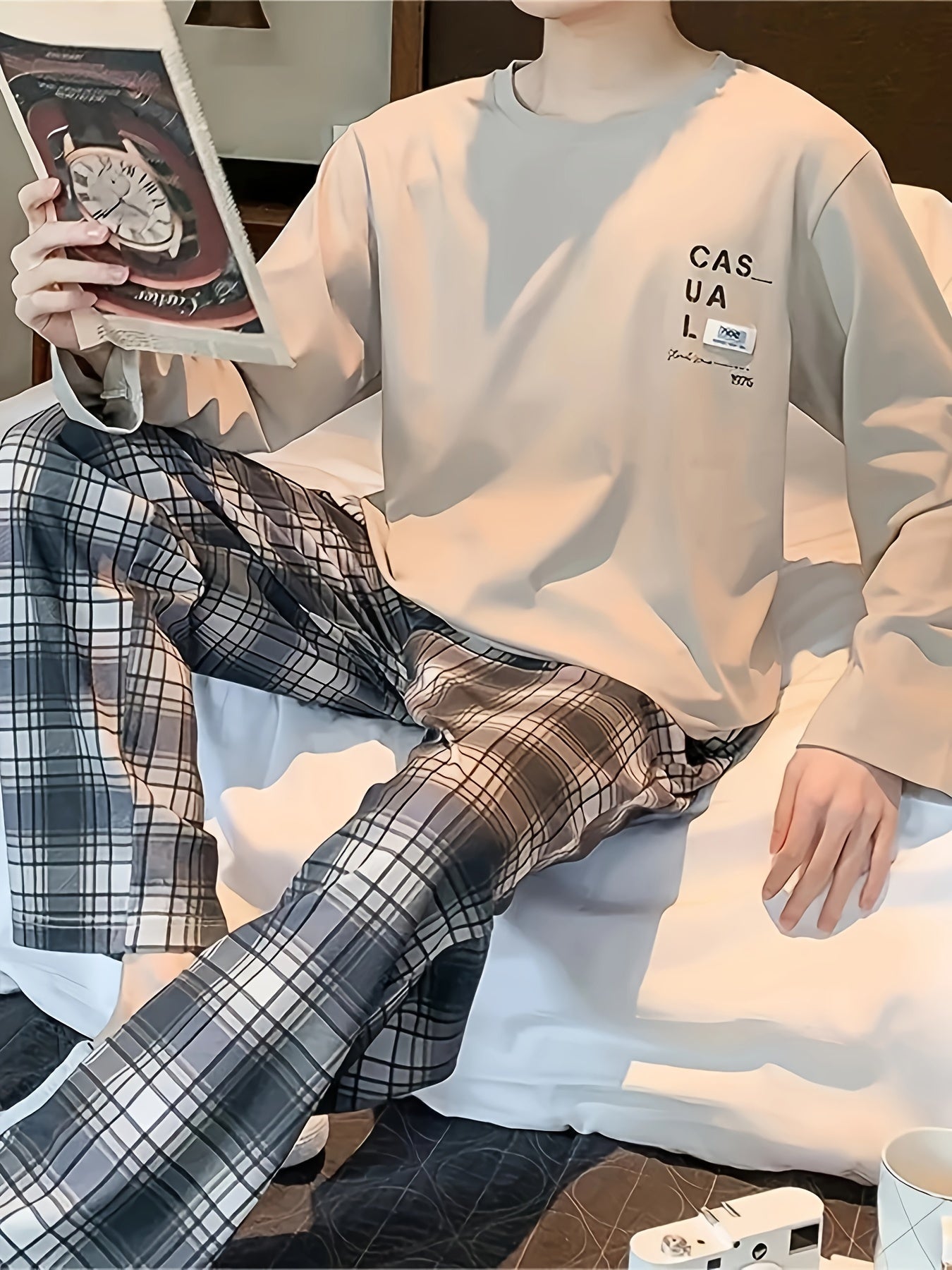 New Men's Pajamas for Autumn and Winter, Casual, Simple and Luxurious Home Wear Set