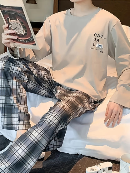 New Men's Pajamas for Autumn and Winter, Casual, Simple and Luxurious Home Wear Set