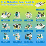 STEM 13-in-1 Solar Power Robots Creation Toy, Educational Experiment DIY Robotics Kit, Science Toy Solar + Battery Powered 2 Modes Building Robotic Set Kids To Build, Halloween, Christmas Gift