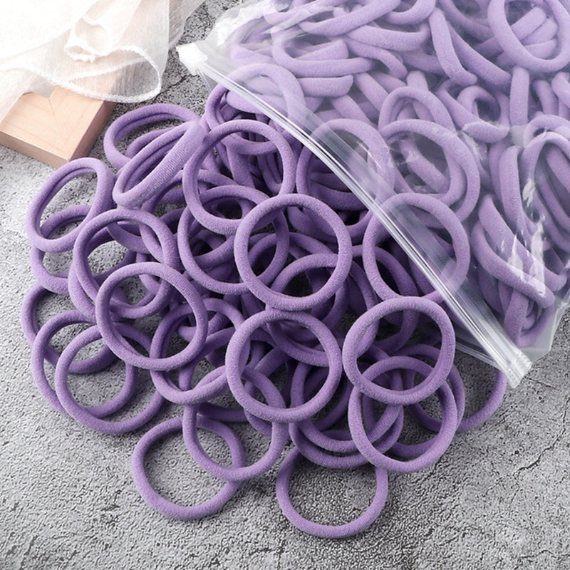 Juego de 50 bandas elásticas para el pelo para mujer, de 4 cm, de colores lisos y sencillos, accesorios para el cabello, coleteros.