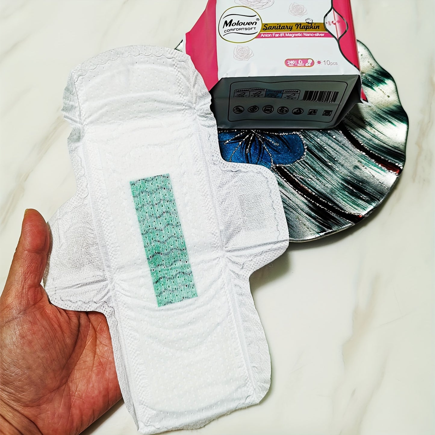 6-Pack Moloven Women'S Sanitary Napkins, 60/56pcs, Ultra-Thin Wings, Soft Comfort, Overnight Absorbent Menstrual Protection, Fragrance-Free, Disposable, Travel Size, Woven Fabric, Non-Woven Material, Pad Format