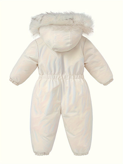 Trajes de esquí para exteriores para niñas y niños, mono cálido de invierno con capucha y bolsillos con cremallera, abrigo, monos