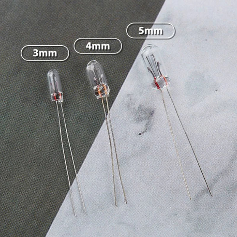 5mm, 4mm, 3mm, 12v, mini lâmpada, lâmpada de tungstênio com indicador do botão do interruptor, 25pcs