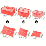 Bolsa de almacenamiento de viaje de gran capacidad, impermeable, para equipaje, ropa interior y con cremallera, color rosa, azul y gris, 6 unidades por juego. 