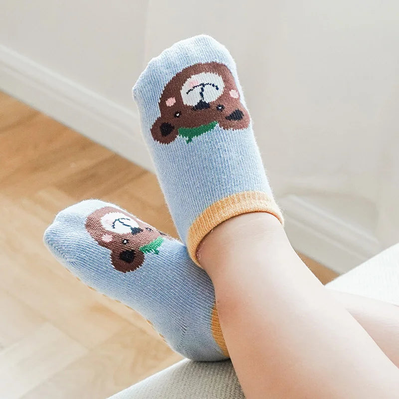 6 Pairs Kids Cotton Socks Cute Cartoon Animal Pattern Comfortable Breathable Baby Non-slip Floor Socks 