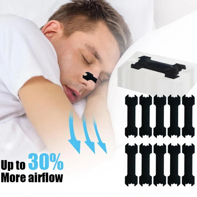 60/30/10pcs Black Nasal Strips Extra Strength Nasal Strips Better Sleep Non-Invasive Anti Snoring Strips for Adults and Kids 