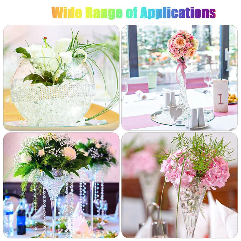 600pcs Transparent Water Beads Soil Crystal Clear Growing Gel Pearls Hydrogel Balls Mud Orbiz Jelly for Potted Plants Home Decor 