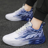 Men's Durable Running Shoes, Comfy Sneakers For Outdoor Workout Training, With Trendy Gradient Color Fire Pattern