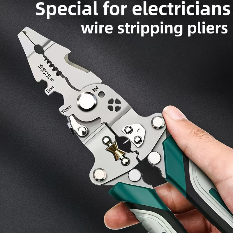Collapsible Wire Stripping Pliers – Multi-Function Electrician Tool with Crimping, Cutting, and Wrench Features, Durable Chrome Vanadium Steel, Compact Foldable Design for Easy Storage, Ideal for Home, Outdoor, and Industri