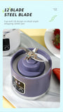 1pc, USB Rechargeable Portable Juicer, Mini Blender, Mini Ice Crusher With Three Modes, Digital Display And 12- Blades, Easy-to-Clean, Suitable For Travel, Fresh Juice Maker, Kitchen Stuff