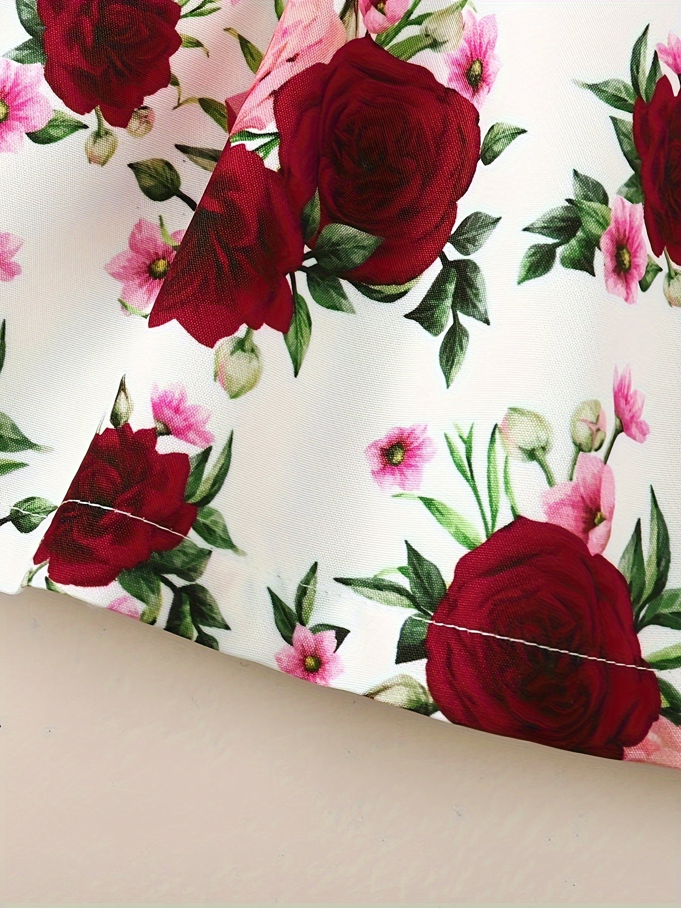 Vestido de dos piezas con estampado floral de ditsy y mangas largas para niñas