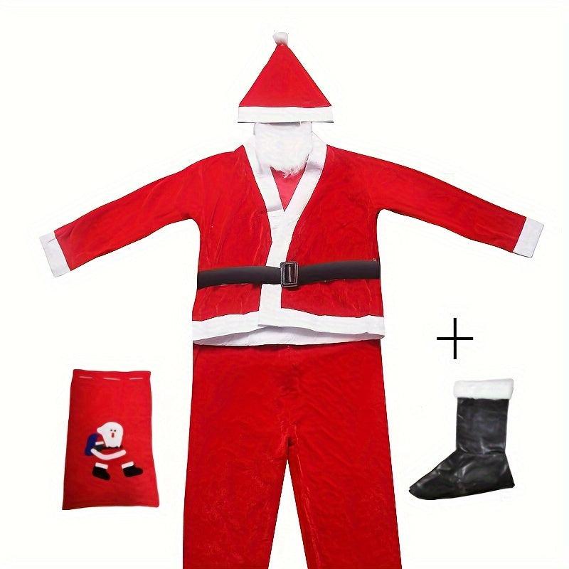 7PCS, Santa Claus Costumes Adult Christmas Costumes Men's And Women's Christmas Costumes Santa Claus Play Christmas Halloween Costumes