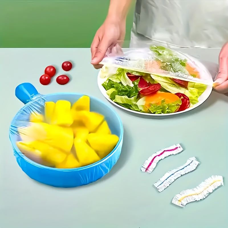 300pcs Elastic Food Freshness Wraps, Stretchable Clear Plate Covers, Disposable, Multi-Use, No Odor Kitchen Cling Film, Fly Dust Protection, for Home, Restaurant, Picnic, All Plate Sizes