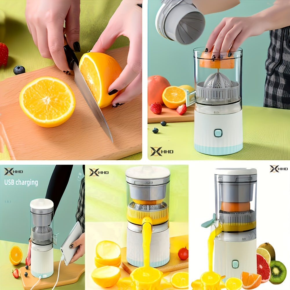 HHD Portable Citrus Juicer - Multi-Functional, Automatic Orange & Lemon Squeezer with Detachable Design, USB Rechargeable Battery, Food-Grade PP Material, Button Control - Ideal for Fresh Juice at Home, Home Juice Making|Mode
