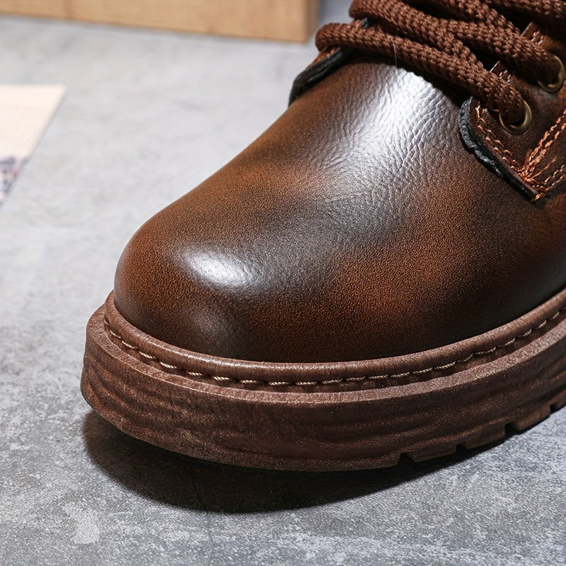 Botas vintage con cordones y cremallera lateral para hombre, resistentes al desgaste y antideslizantes para todas las estaciones.