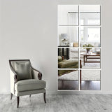 4pcs Set, 1mm Thick Square Acrylic Mirror Wall Decals - Shatterproof & Removable, Perfect for Bedroom, Living Room, Office, Kitchen, Bathroom, and Entryway Decor, Full-Length Dressing Mirror Stickers, 7.9x7.9 Inches