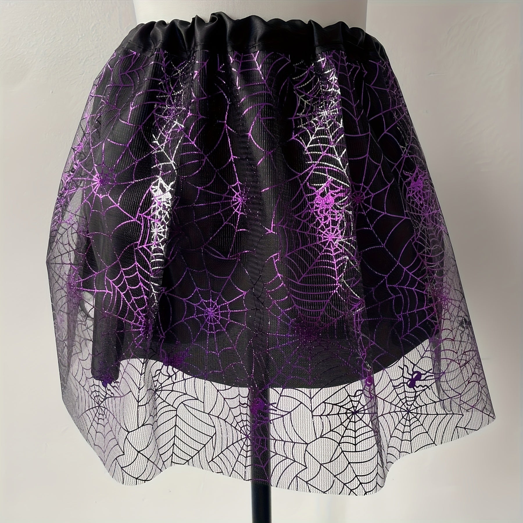 Artículos para disfraces de Halloween, falda de malla con tutú, falda corta con dibujos de telaraña, ideal para festivales, espectáculos de baile y otras ocasiones.