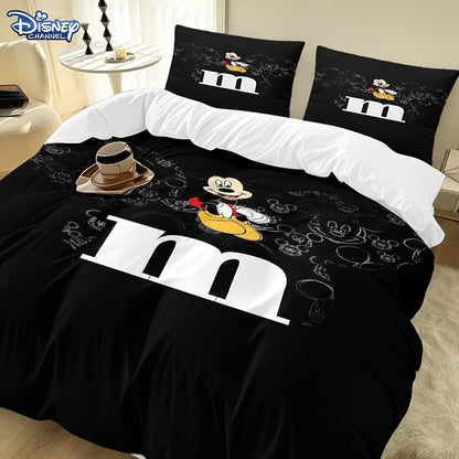 Disney Has Been Authorized Cartoon Character Bedding Set -3pcs Knitted Polyester Design, Lightweight 3D Printing, Duvet Cover And Pillowcase, Suitable for Gift Giving