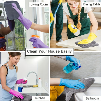 5-Pack Super Absorbent Polyester Cleaning Towels, Thick Non-Shedding Household & Car Wash Cloths, Multipurpose Wet Floor Warning Sign Included