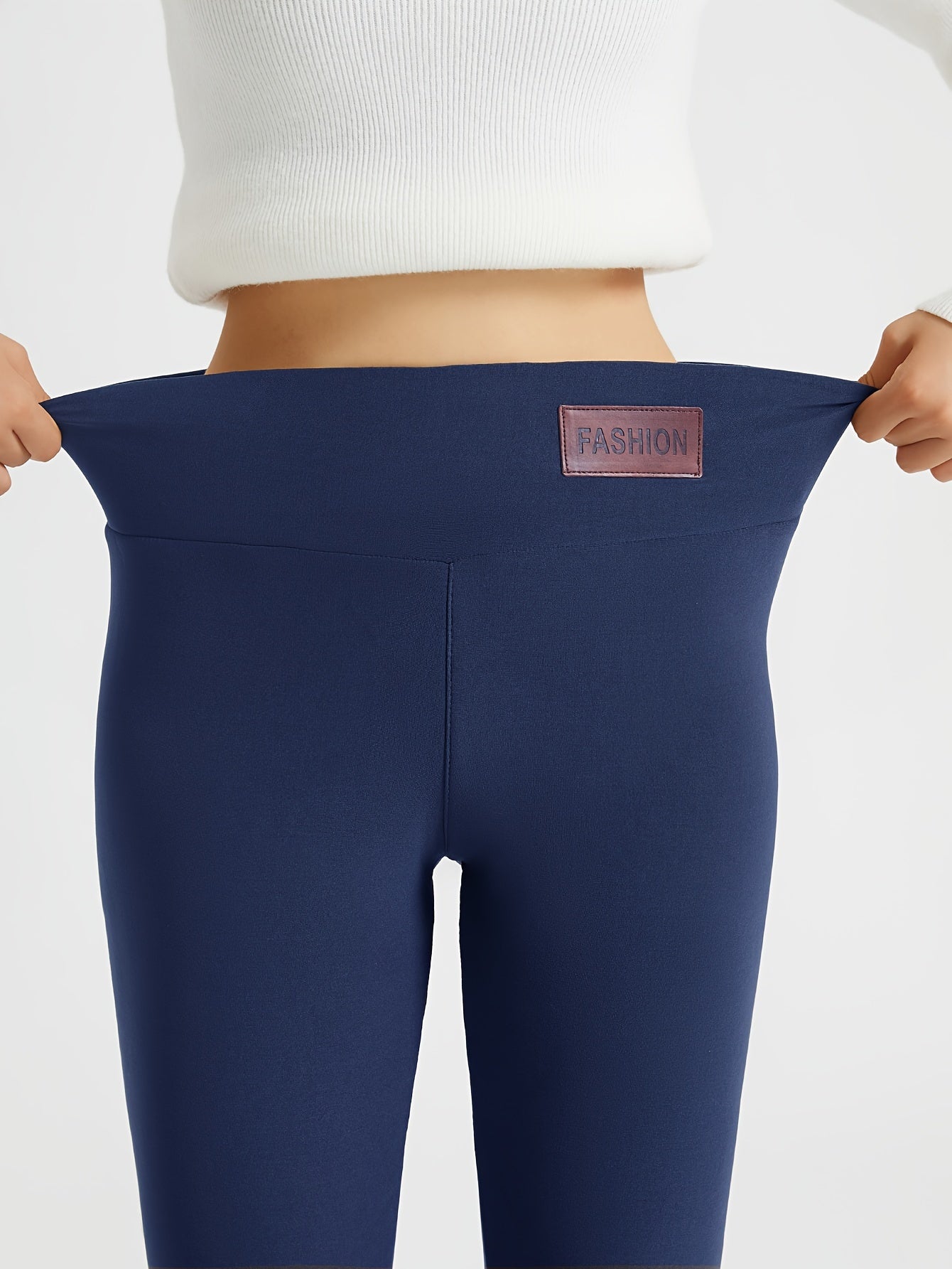 Women's Plush-Lined High Waist Leggings, Elastic And Comfortable, Casual Style Warm Pants For Winter, For Thermal Wear