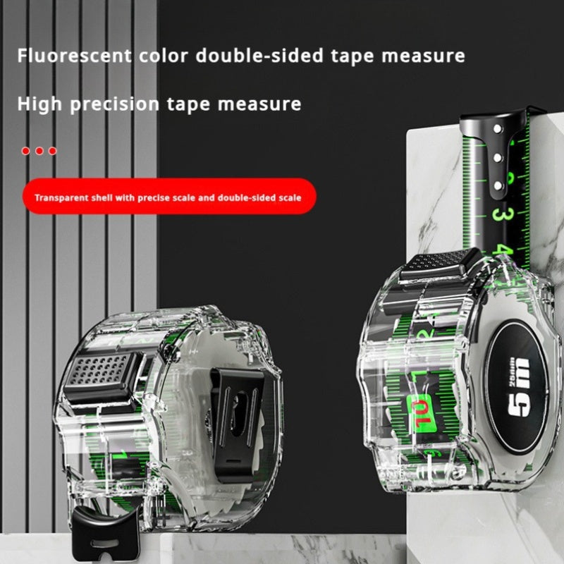 High-Precision Self-Locking Fluorescent Steel Tape Measure Set - 5.0meter & 7.0meter, Durable, Anti-Drop Design with Protective Case, Ideal for Home Use