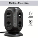 12-way Power Strip With 4 USB, Multi-socket Tower, 1.8 M Extension Cable, Power Strip With Double Switch, Desktop Socket Tower Surge Protection For Garden, Office, Kitchen