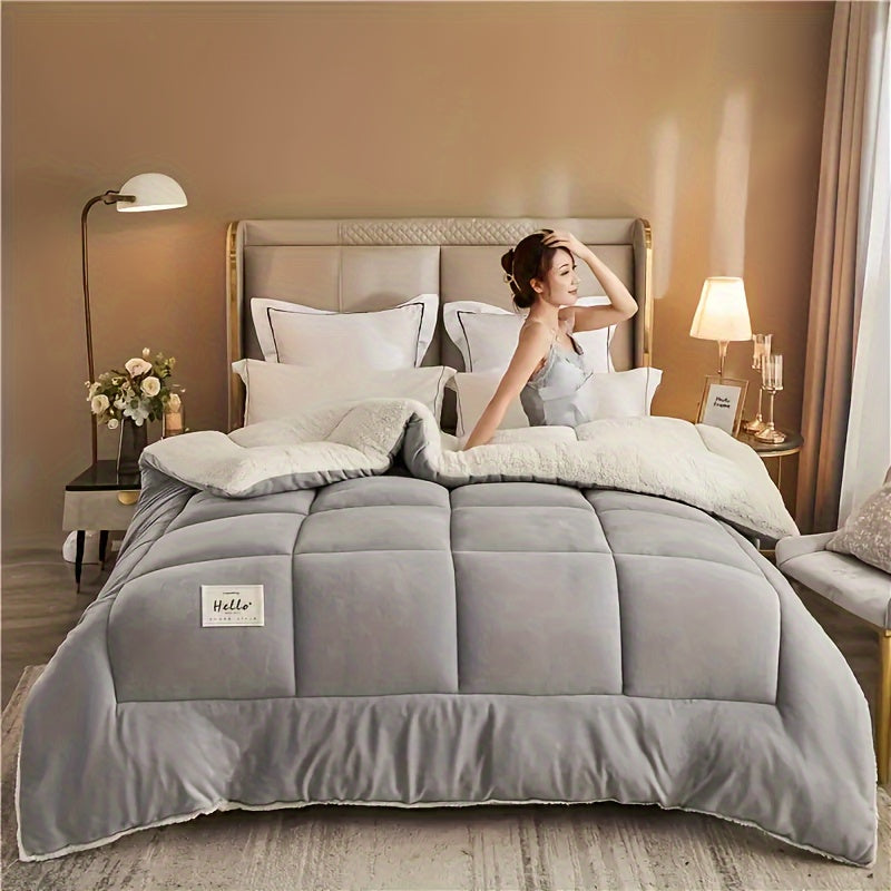 Reversible Plaid Comforter - Contemporary All-Season Quilted Duvet Insert with Box Stitch, Ultra Soft Milk Velvet Fabric, Medium Weight Polyester Fill, Machine Washable, Multipurpose - Available in 9 Sizes, Christmas Present