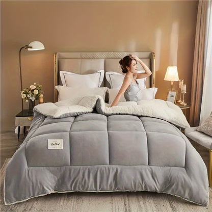 Reversible Plaid Comforter - Contemporary All-Season Quilted Duvet Insert with Box Stitch, Ultra Soft Milk Velvet Fabric, Medium Weight Polyester Fill, Machine Washable, Multipurpose - Available in 9 Sizes, Christmas Present