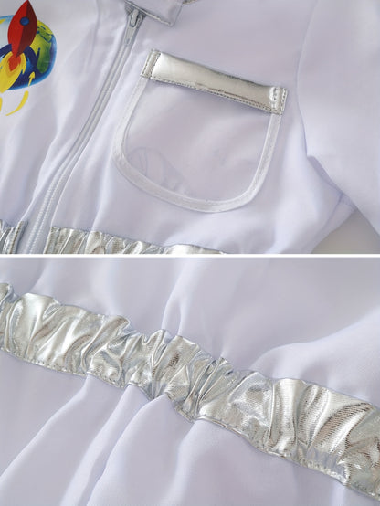 Disfraz de astronauta para niños, traje espacial blanco con capucha, guantes y binoculares, disfraz de Halloween para juegos de rol y aventuras, el mejor regalo para niños, ideal para fiestas.