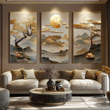 3pcs Modern Art Deco Canvas Posters Set - Vibrant Tree of Life & For Lotus Flower Prints for Living Room, Bedroom - Frameless Oil Painting Wall Art with Portrait Orientation