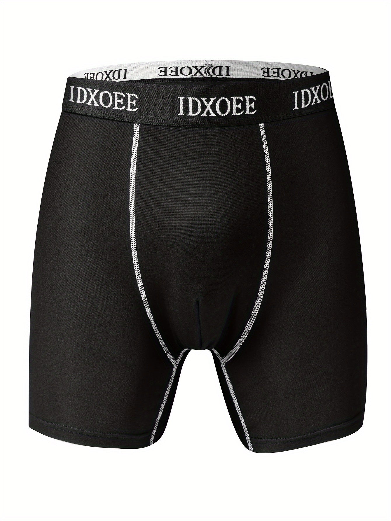 5-Pack Men's Polyester Trunks - 95% Polyester, 5% Spandex, High Stretch, Solid Color, Breathable Shapewear Underwear, Quick-Dry, Elastic Waistband Long Boxer Briefs for Workout, Sport, Casual Use - Lightweight, Moisture-Wicki