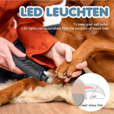 Amoladora de uñas LED silenciosa para perros: recargable, indolora, con 2 velocidades y ruedas para razas grandes.
