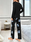 Conjunto de 2 piezas de ropa para el hogar con dibujos de animales pequeños y letras para niñas de otoño e invierno.